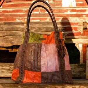 FALL BOHEMIAN Natural EARTHY Hobo shoulder bag BILLABONG EUC Brown Sage Orange